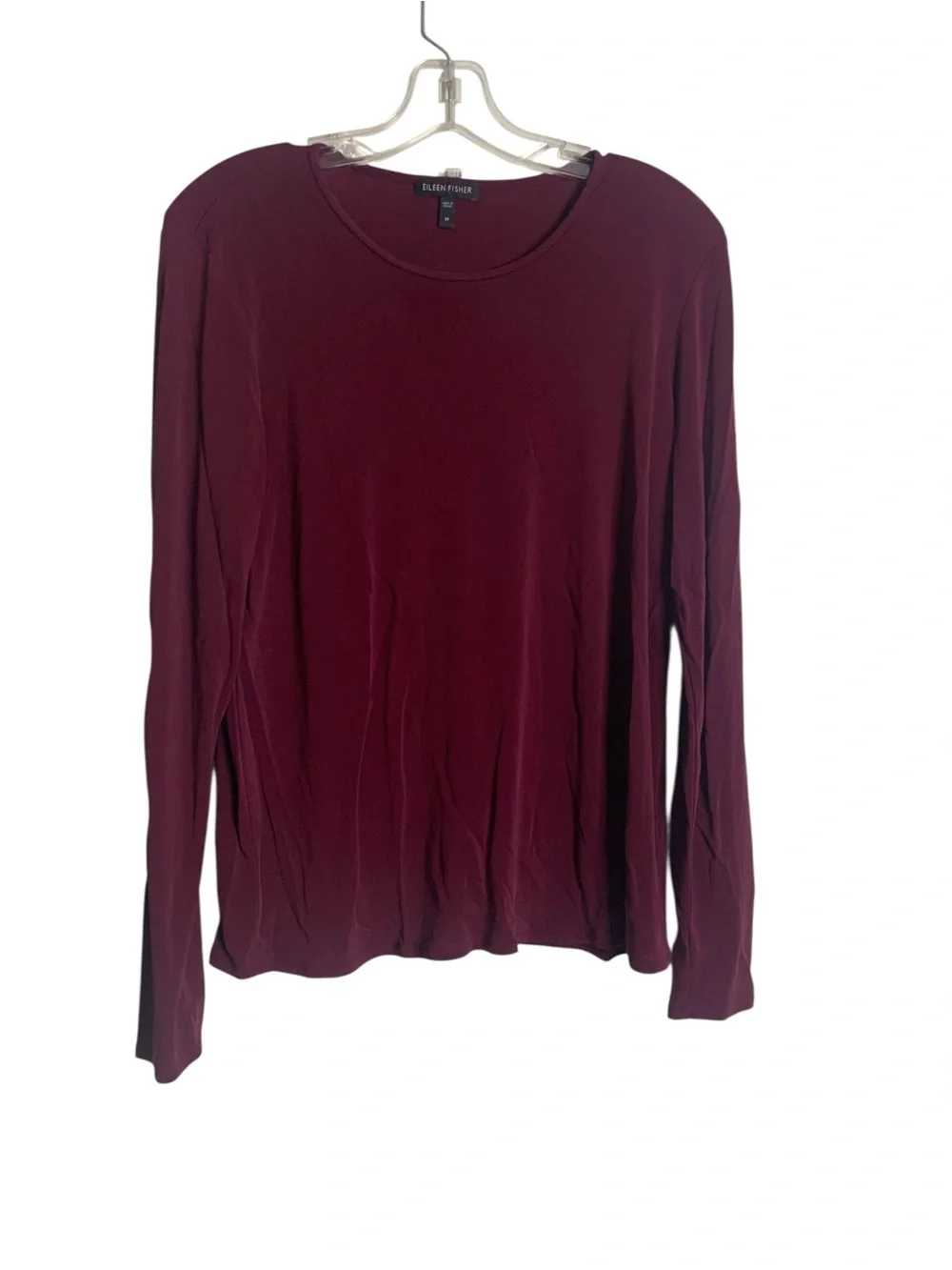 Eileen Fisher 2-Pc Twin Set Silk Top w/ Lace Cardigan Burgundy M/L